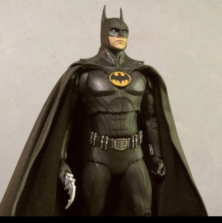 Custom Batman Returns Mcfarlane 1989 Keaton Leather Wired Cape 1/10 NOT fIGURE