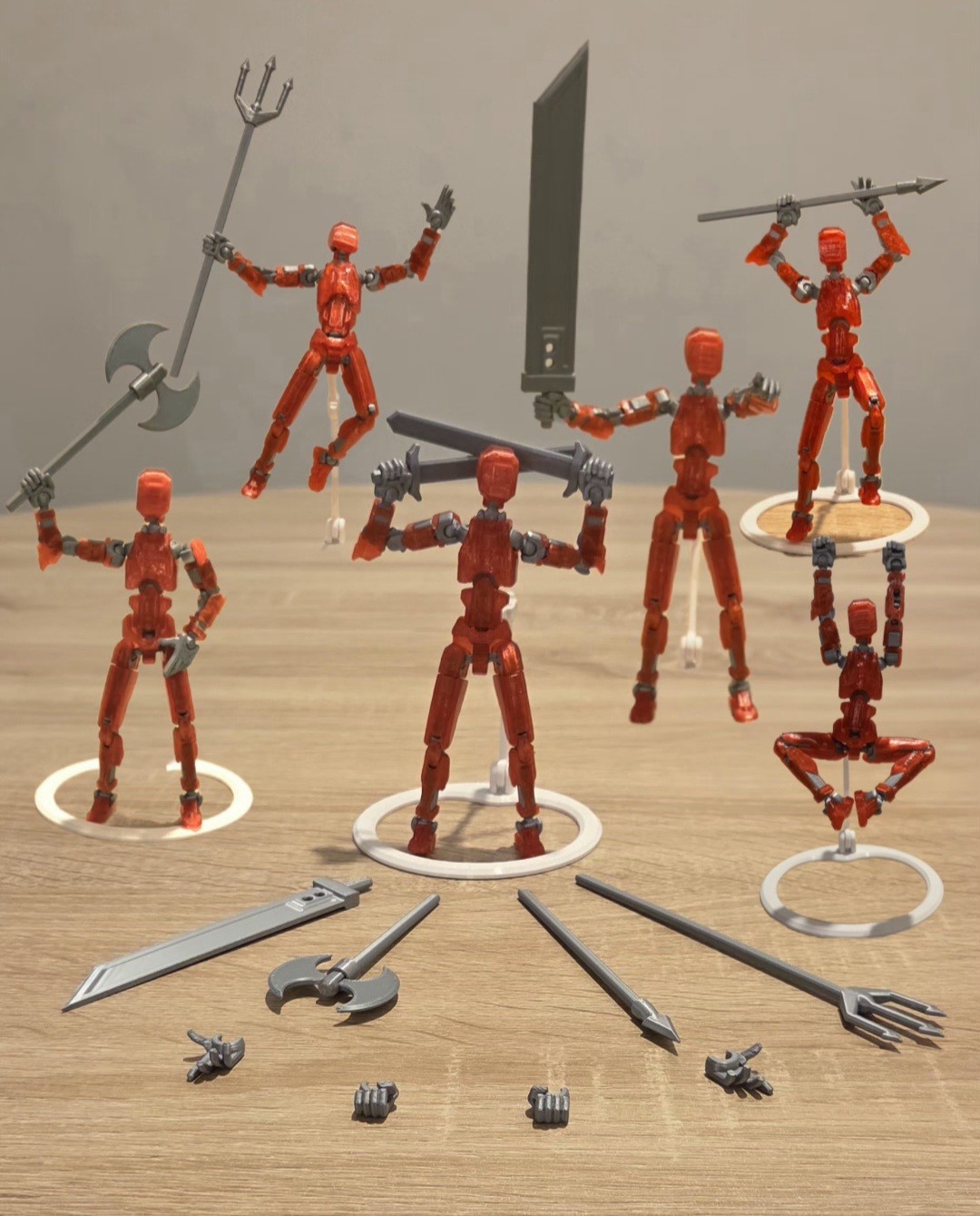 Dummy 13 Action Figure – Translucent Red Variant with Weapons – Accessory Set