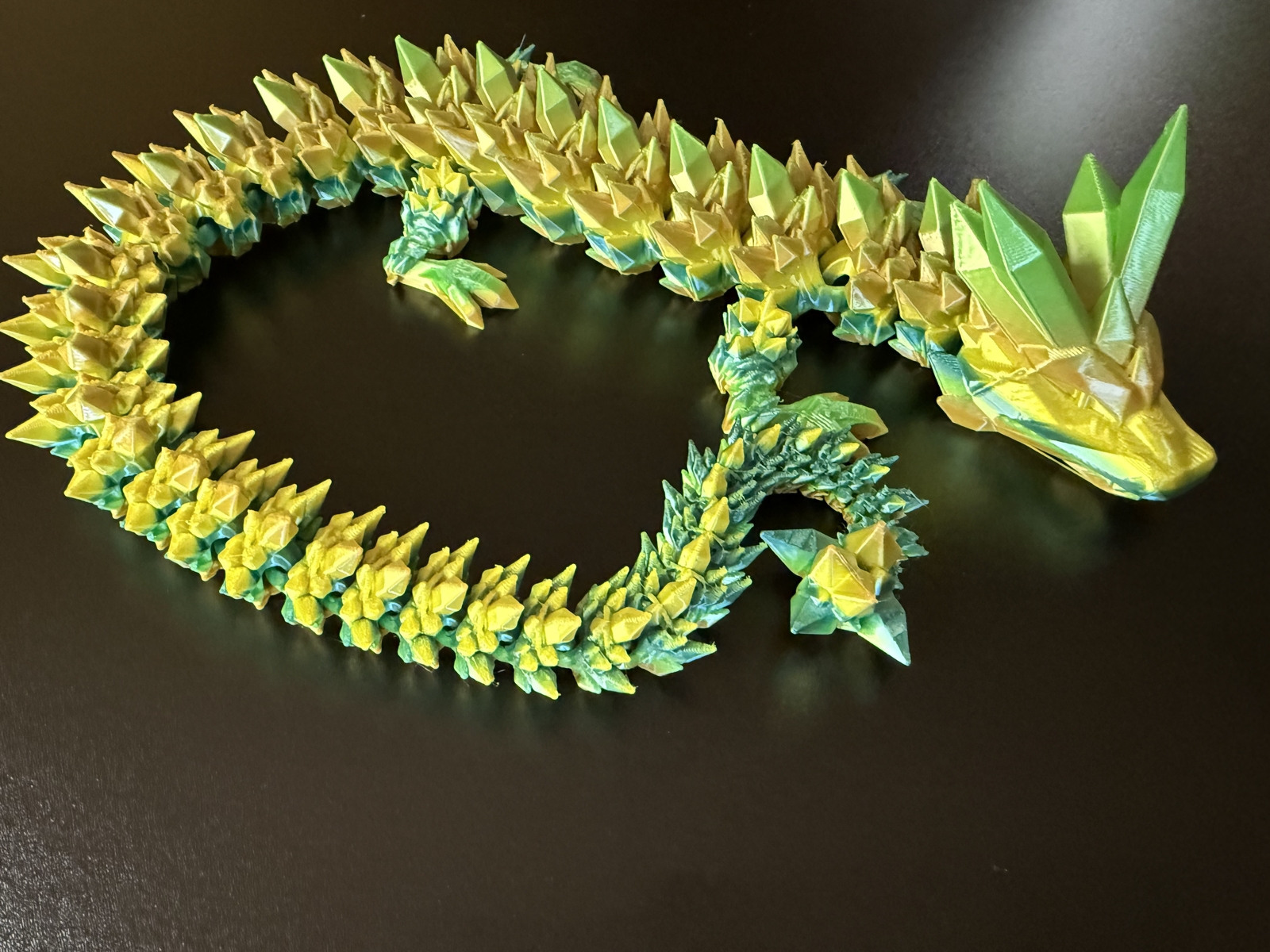 Articulated Crystal Dragon 23inch Green Gold