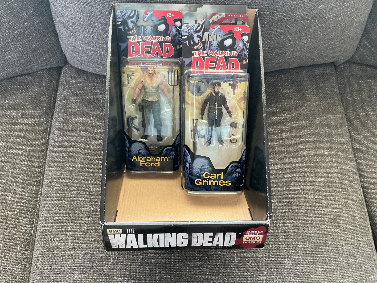Lot Of 3 Walking Dead Action Figures W/Display Box ( Andrea-Abraham F-Carl G )