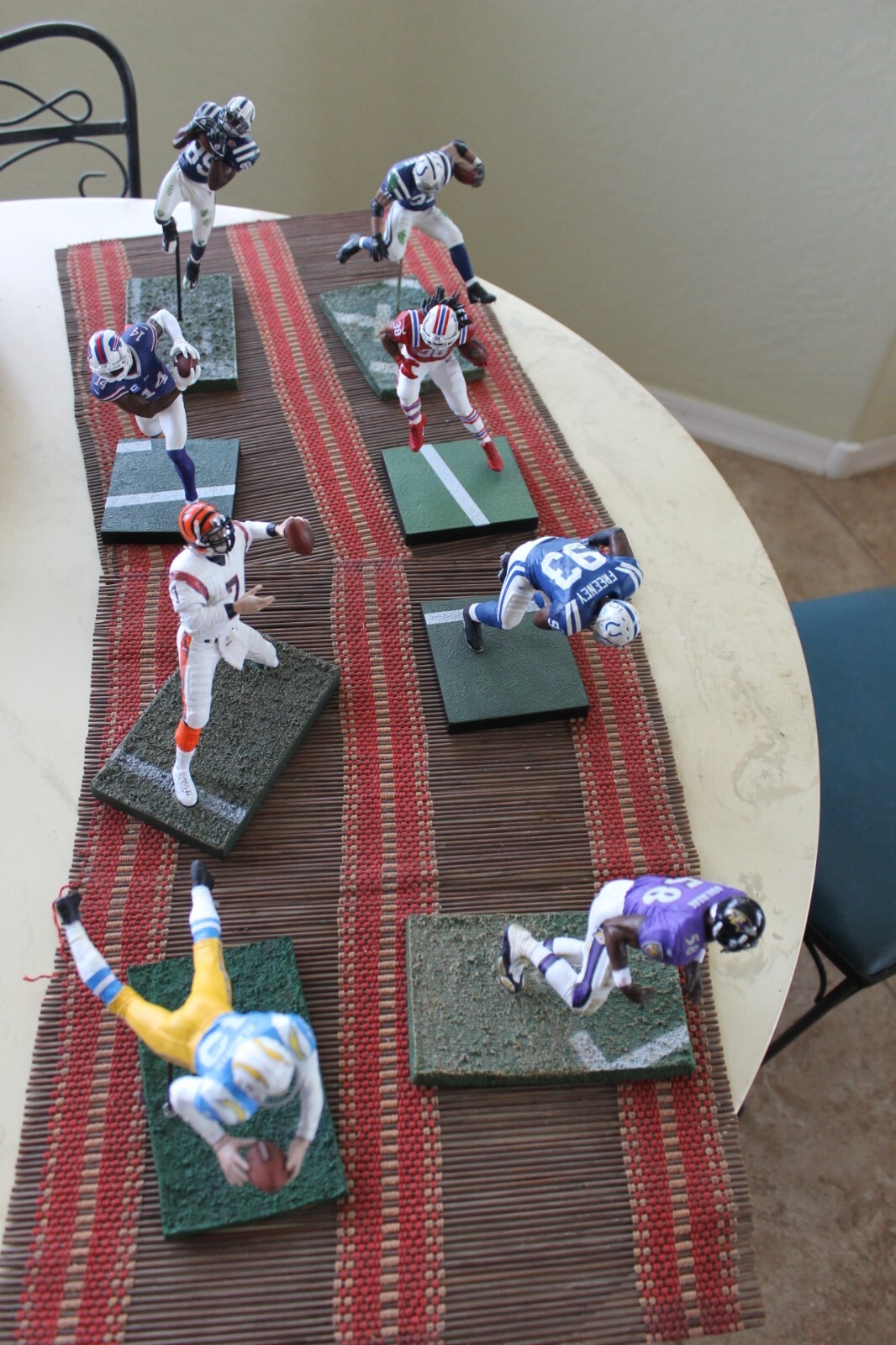 CUSTOM NFL MCFARLANES: BURROW, BOULWARE, DIGGS, JONES, RIGGINS, STEVENSON, COLTS