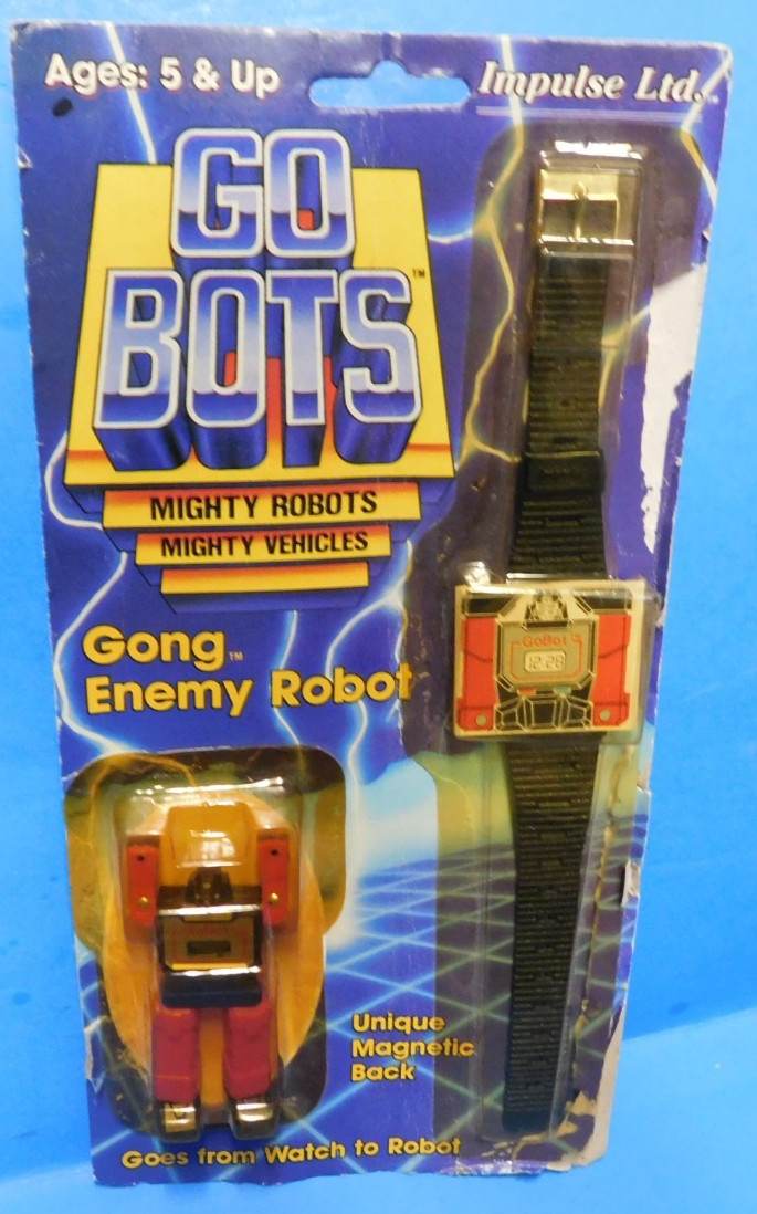 ! VINTAGE GO BOTS GONG ENEMY ROBOT WATCH IN PACKAGE UNTESTED READ LOOK !