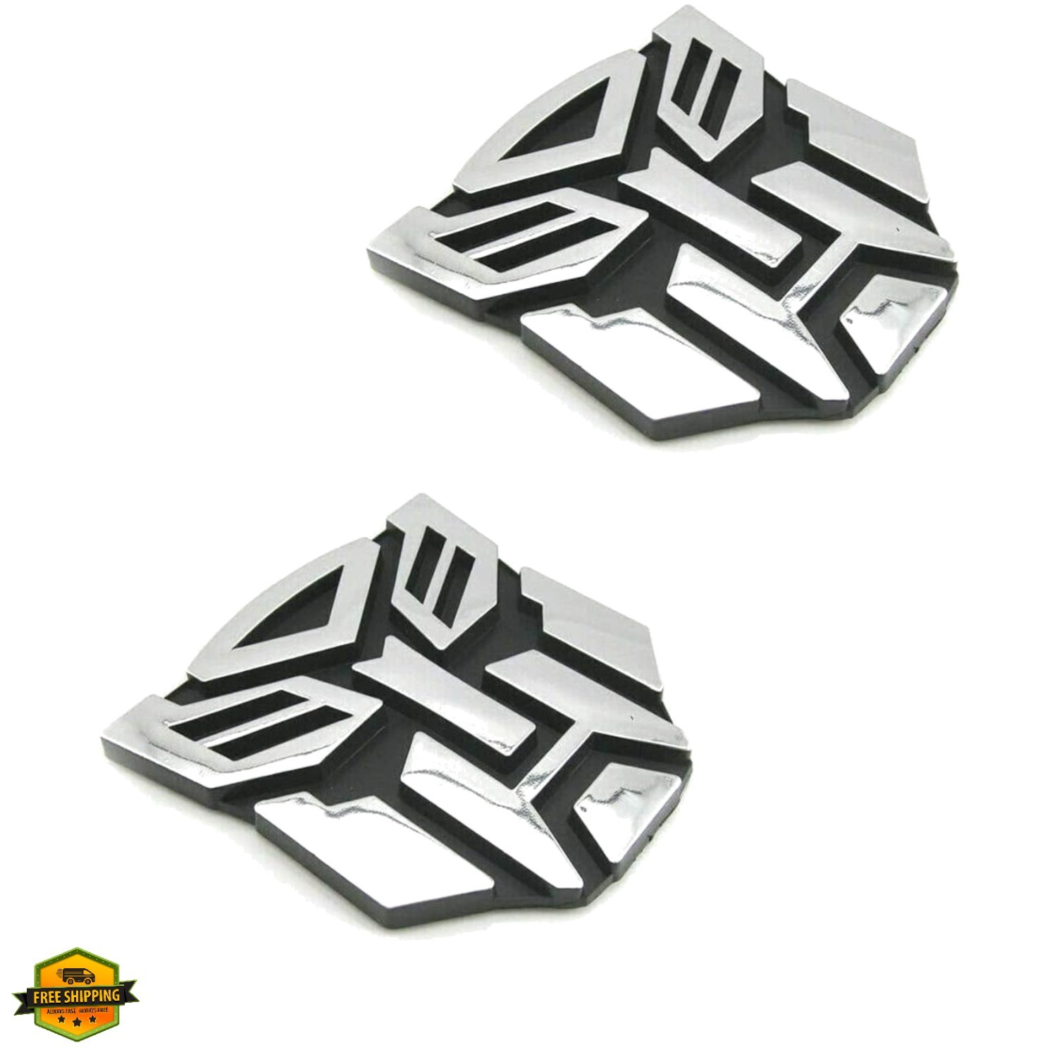 2 PCS in Set Transformers Emblem – 3&Prime; Tall for Car Autobot Sticker Pair Chrom…
