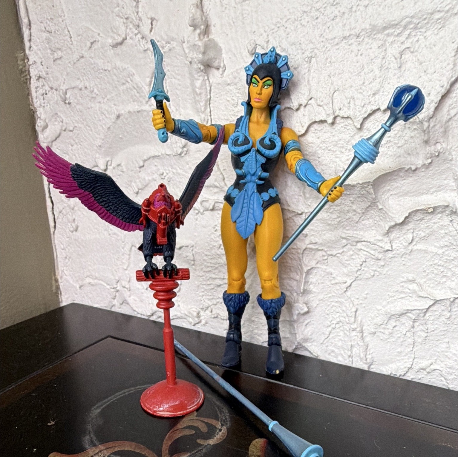 Mattel MOTU Classics Evil Lyn Action Figure w/ Staff, Sword, Bird & Stand