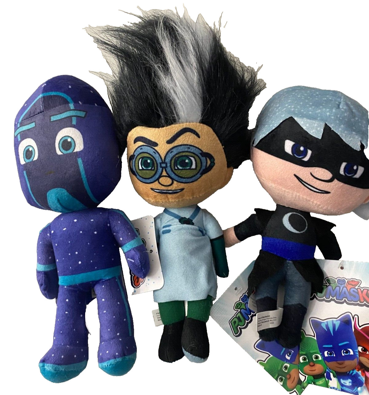 Set of 3 PJ Masks Plush Toys 9 inch. Romeo, Night Ninja, Luna Girl. Hasbro NWT