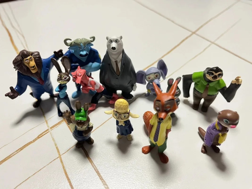 12 pcs set Zootopia Animals Action Figure 4-8 cm Kids Toys Gift Collection Cake