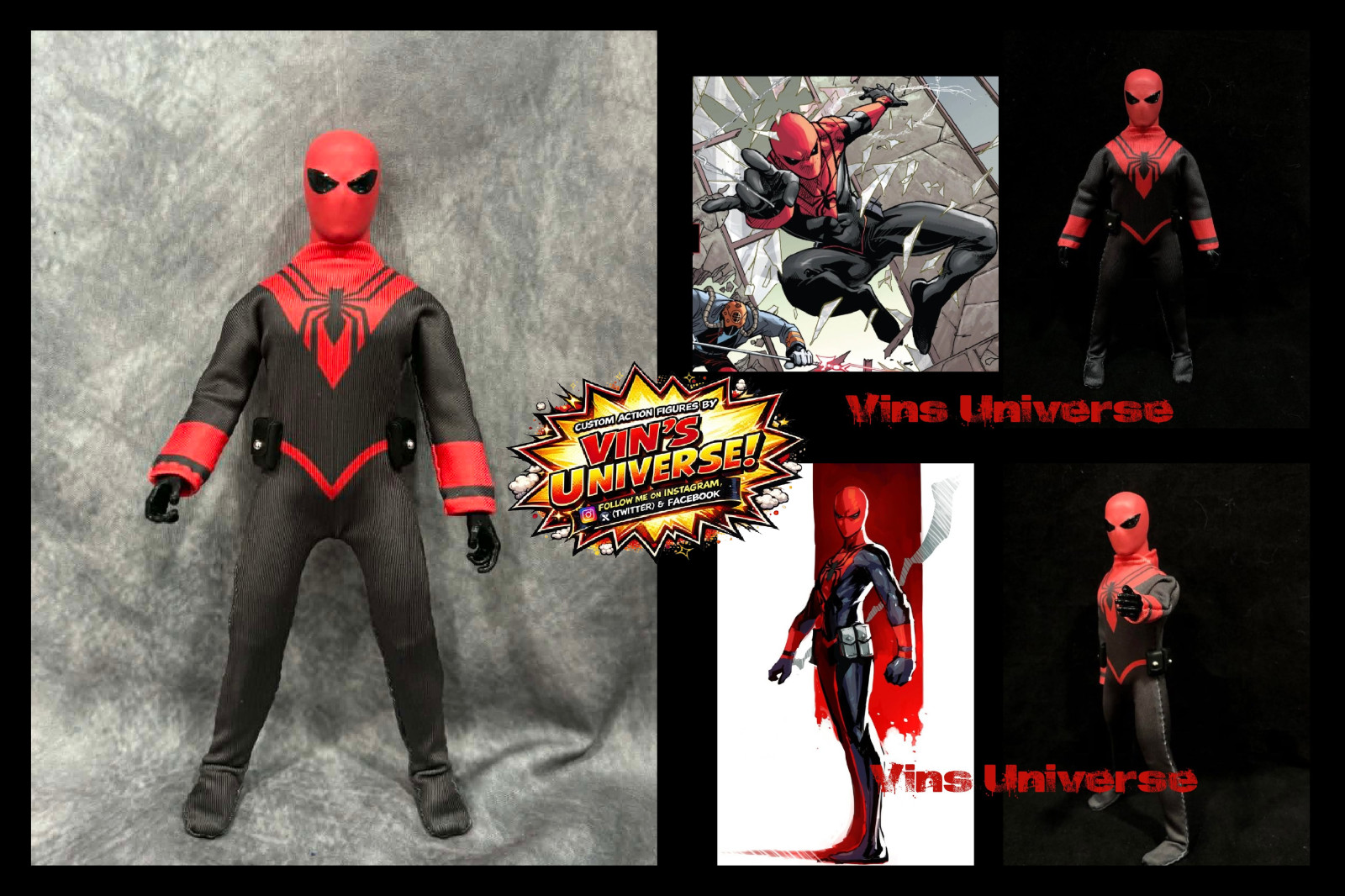 Custom 8&Prime; Mego Scale SpiderMan Assassin Peter Parker Action Figure & NO Box