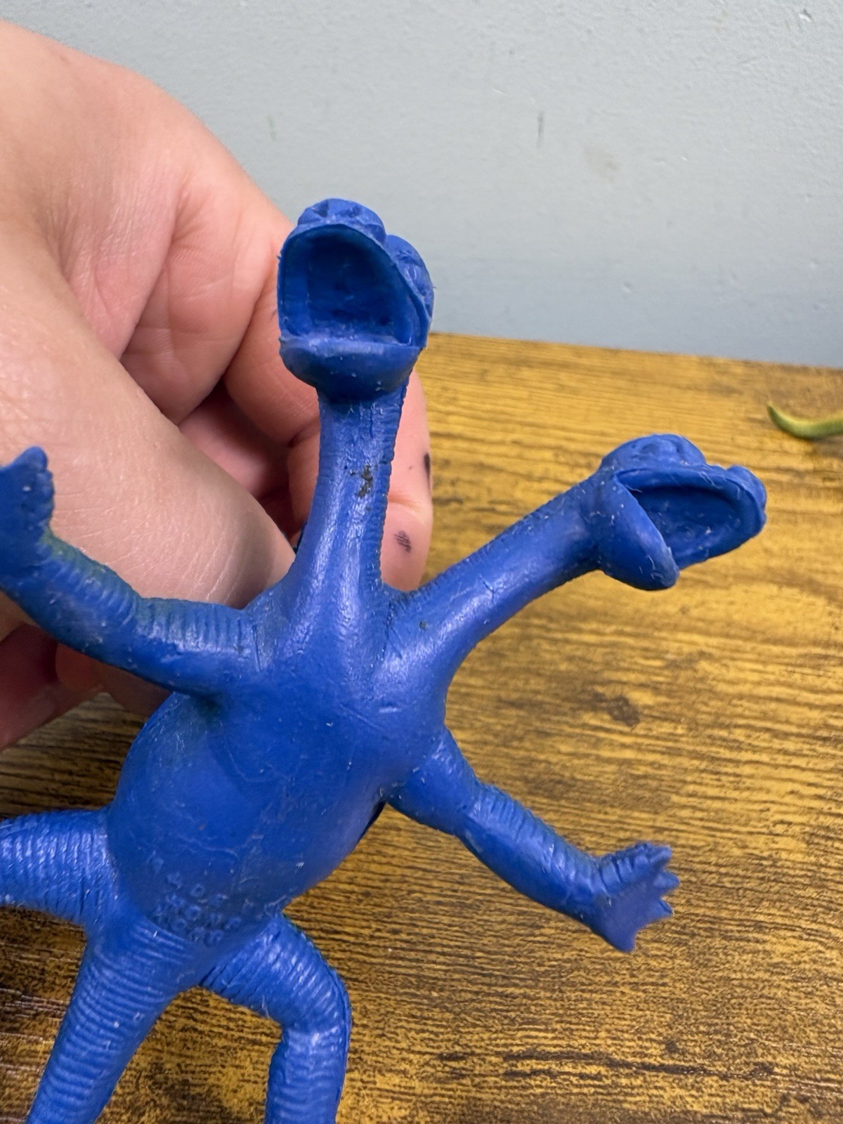 Dor Mei Double Headed Turtle Monster Figure Rubber Blue Green Fantasy Dragon