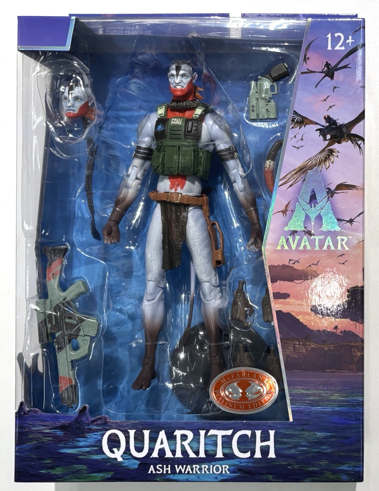 McFarlane Collectors Edit AVATAR Fire Ash QUARITCH CHASE Platinum Warrior Figure
