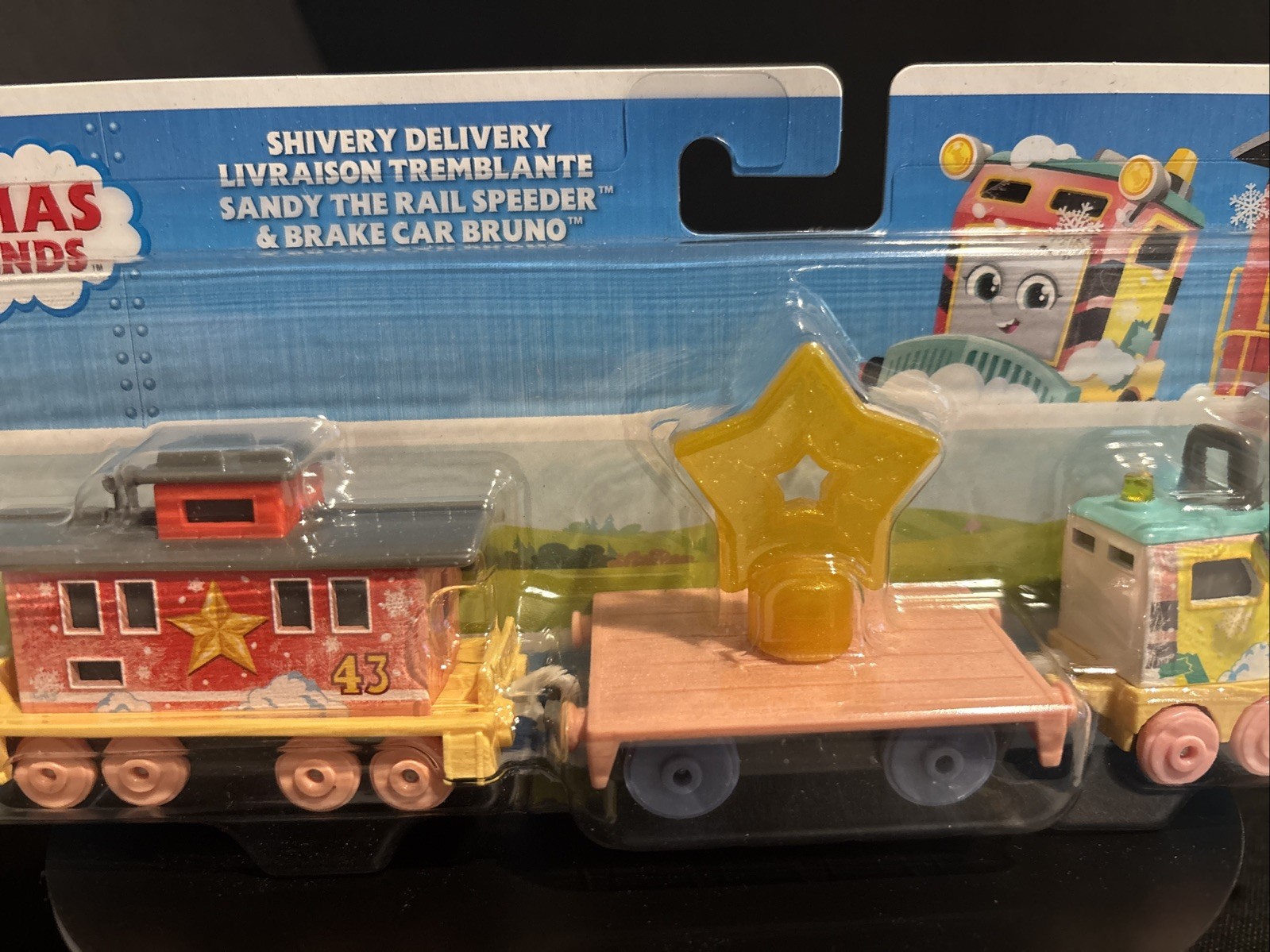 Thomas & Friends, Train Set Shivery Delivery Sandy & Brake Car Bruno, New!