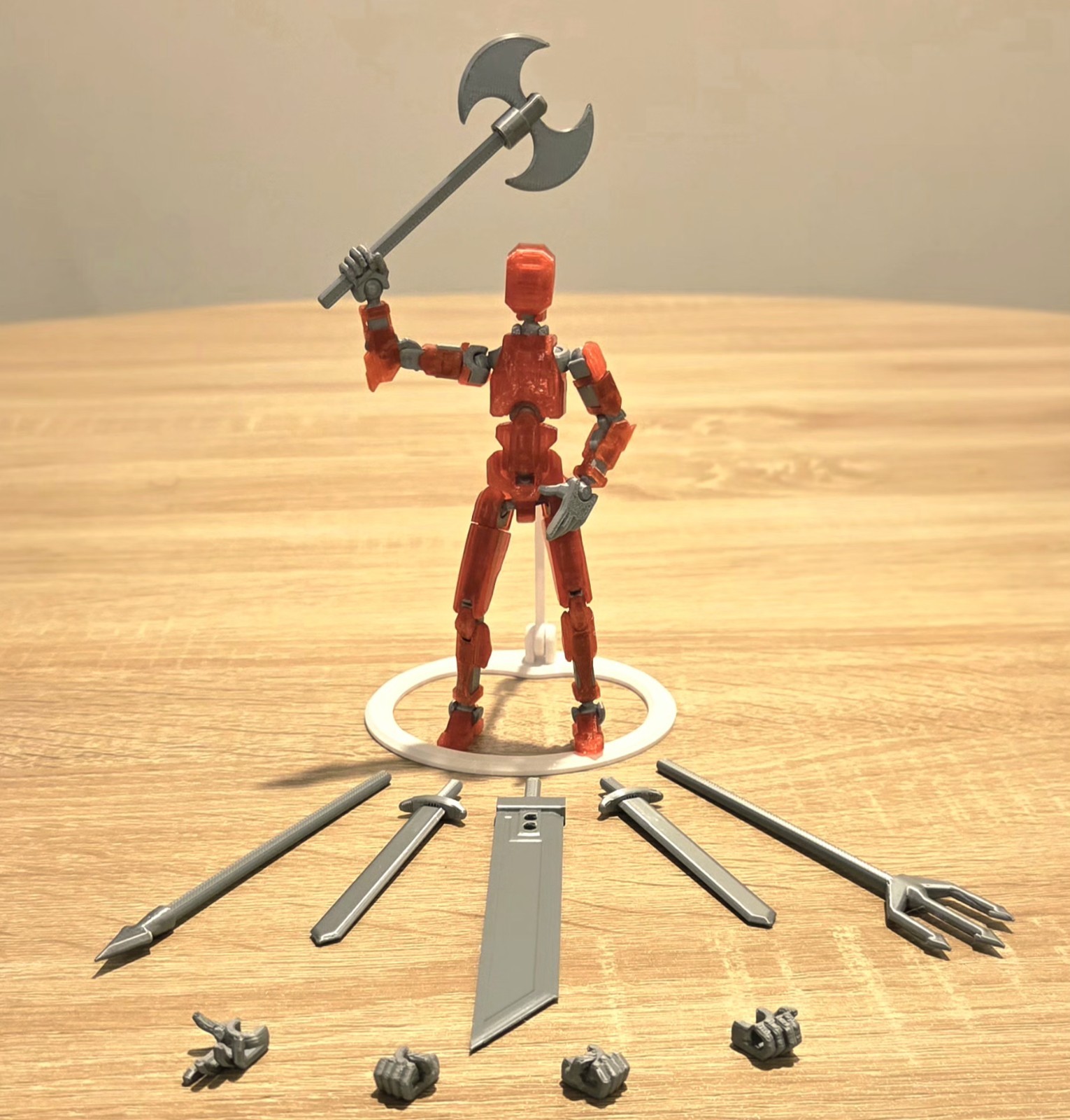 Dummy 13 Action Figure – Translucent Red Variant with Weapons – Accessory Set