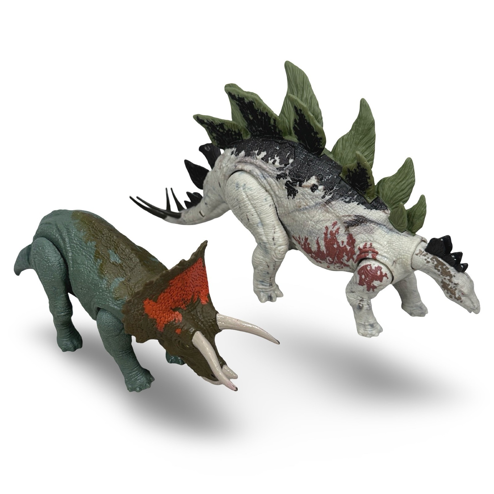 Jurassic World Stegosaurus Dino Trackers Triceratops Roar Strikers Figure Lot 2