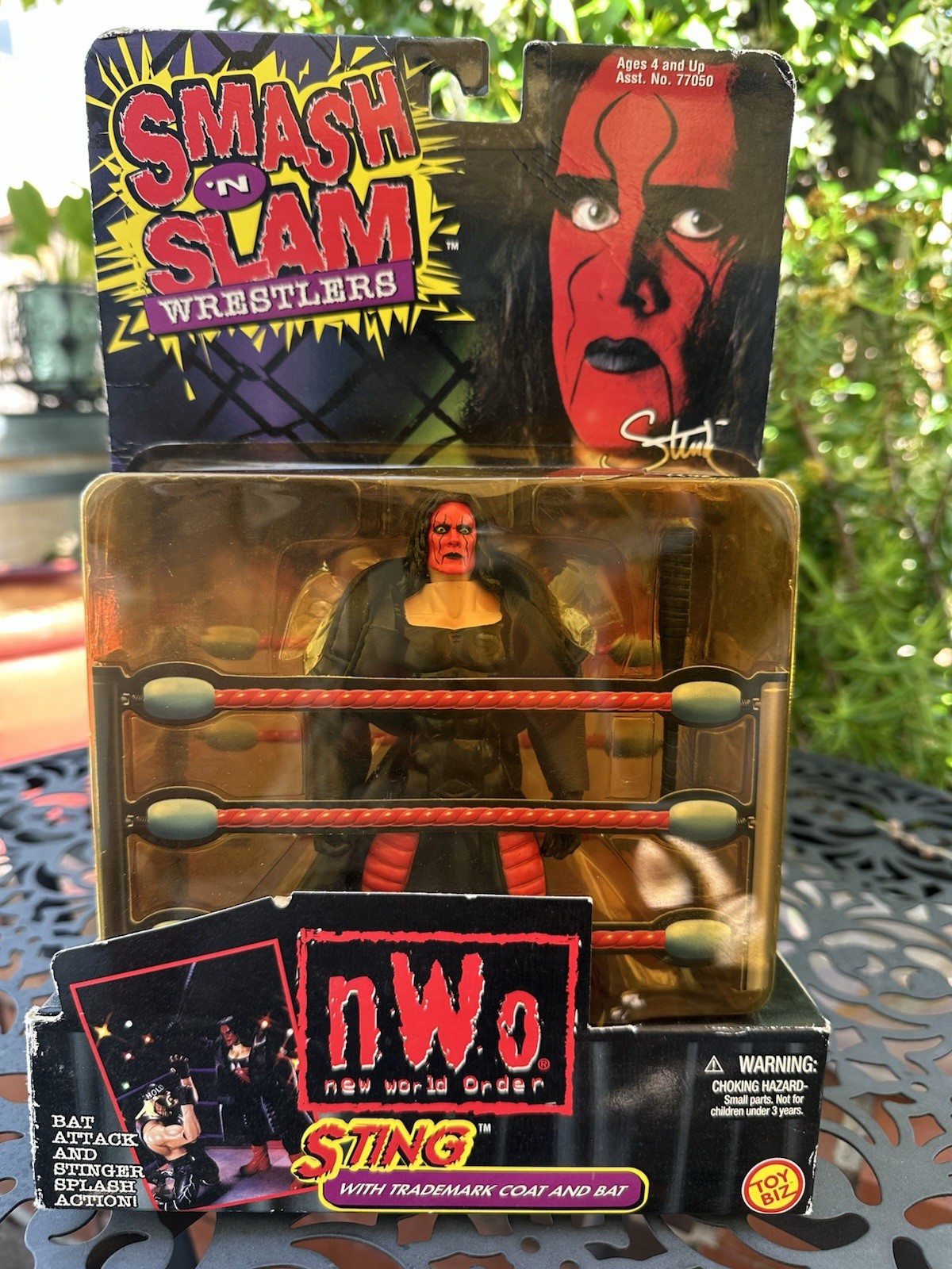 1999 SMASH &lsquo;N SLAM WRESTLERS WCW NWO WOLF PACK STING RED FACE FIGURE+BAT READ
