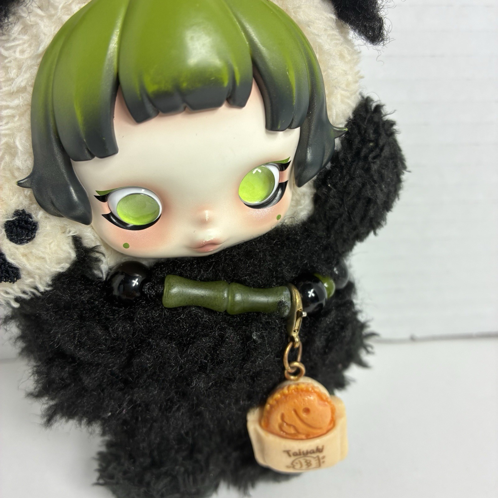 Authentic SKULLPANDA Lazy Panda Plush Doll Pendant W/Taiyaki Food Charm