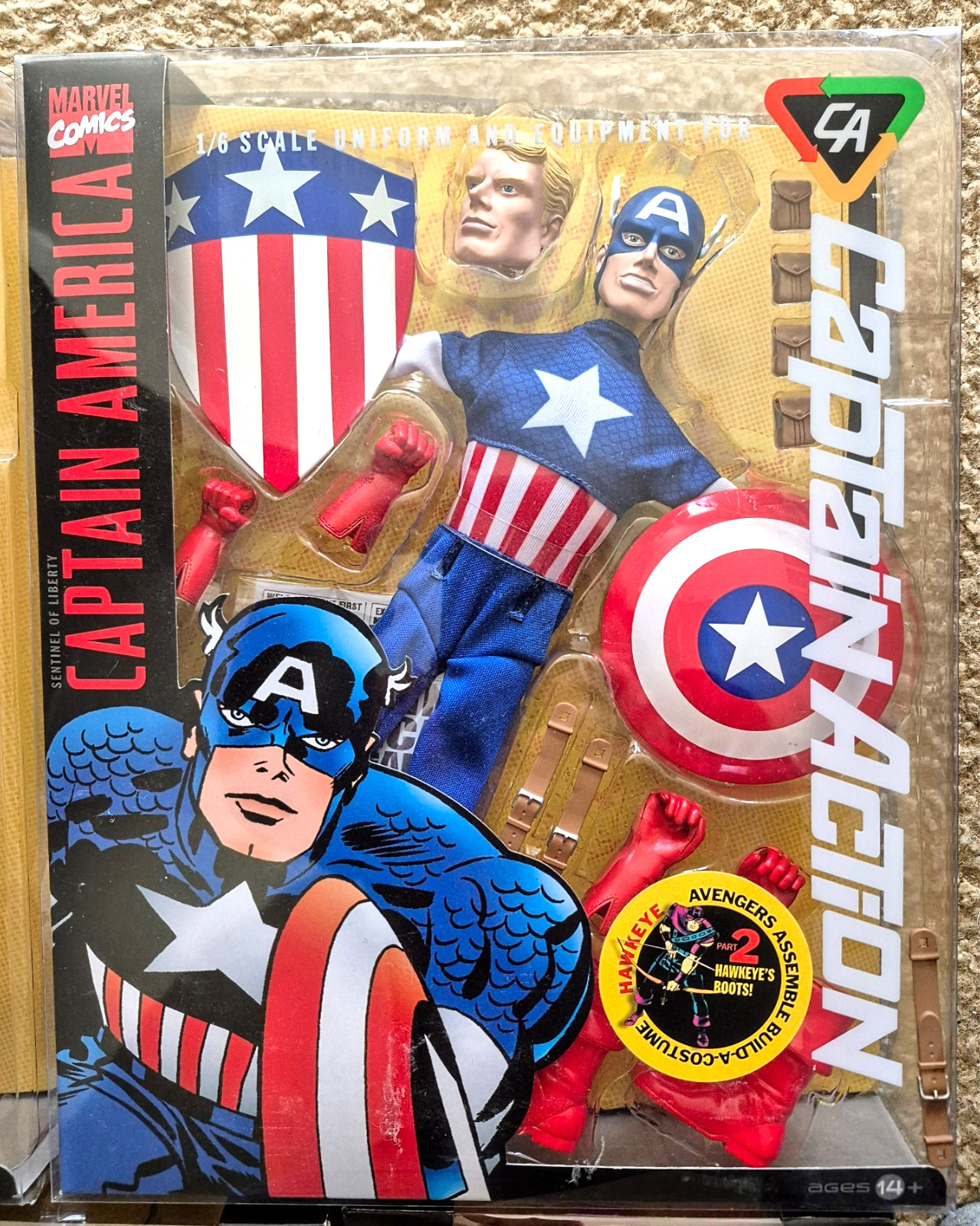 CAPTAIN ACTION ROUND 2 FIGURES AND SIX MARVEL COSTUMES MINT IRON MAN HAWKEYE