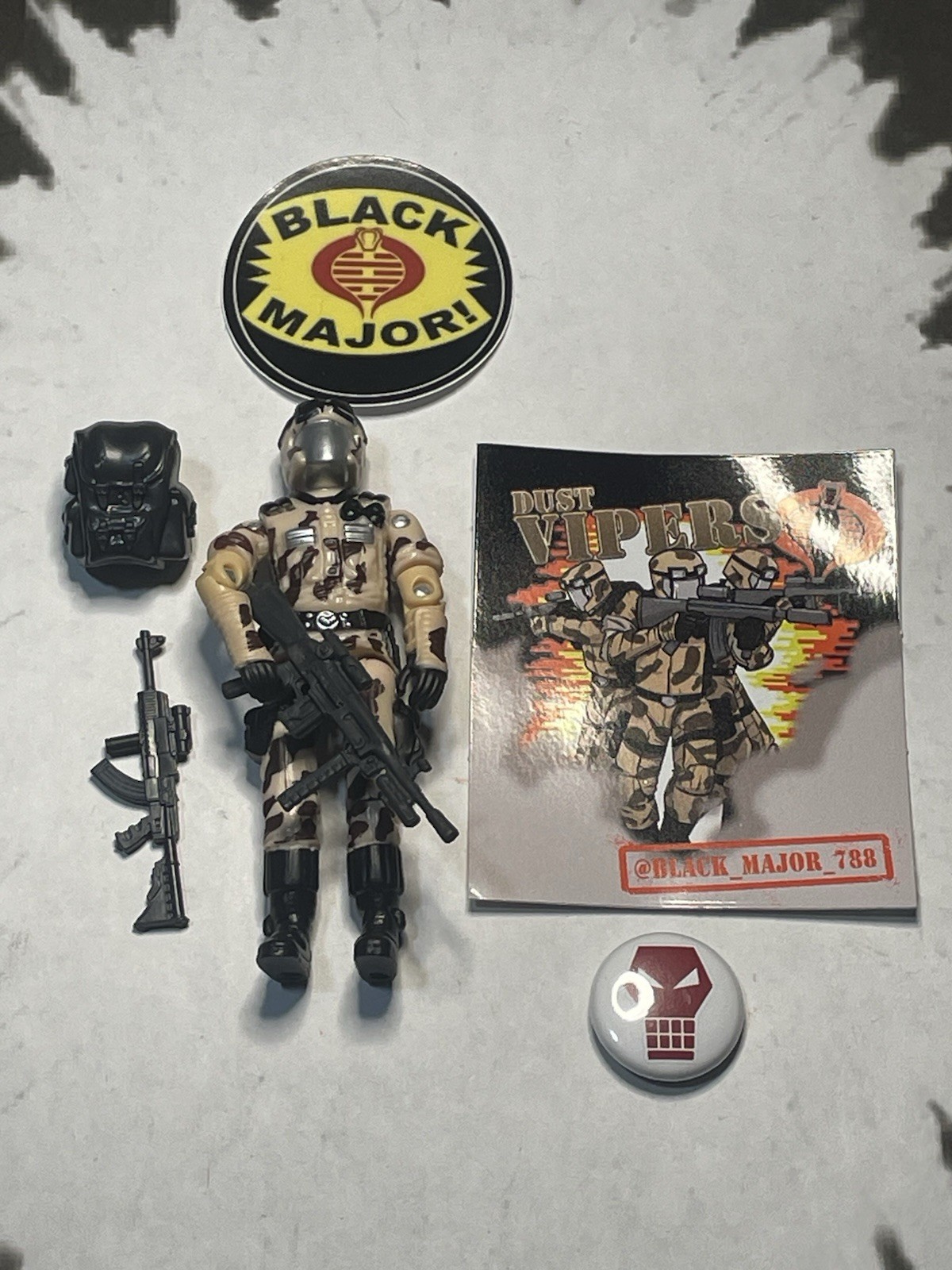 Black Major Custom Gi Joe Cobra Dust Viper Desert Camouflage Dusty 3.75 Trooper