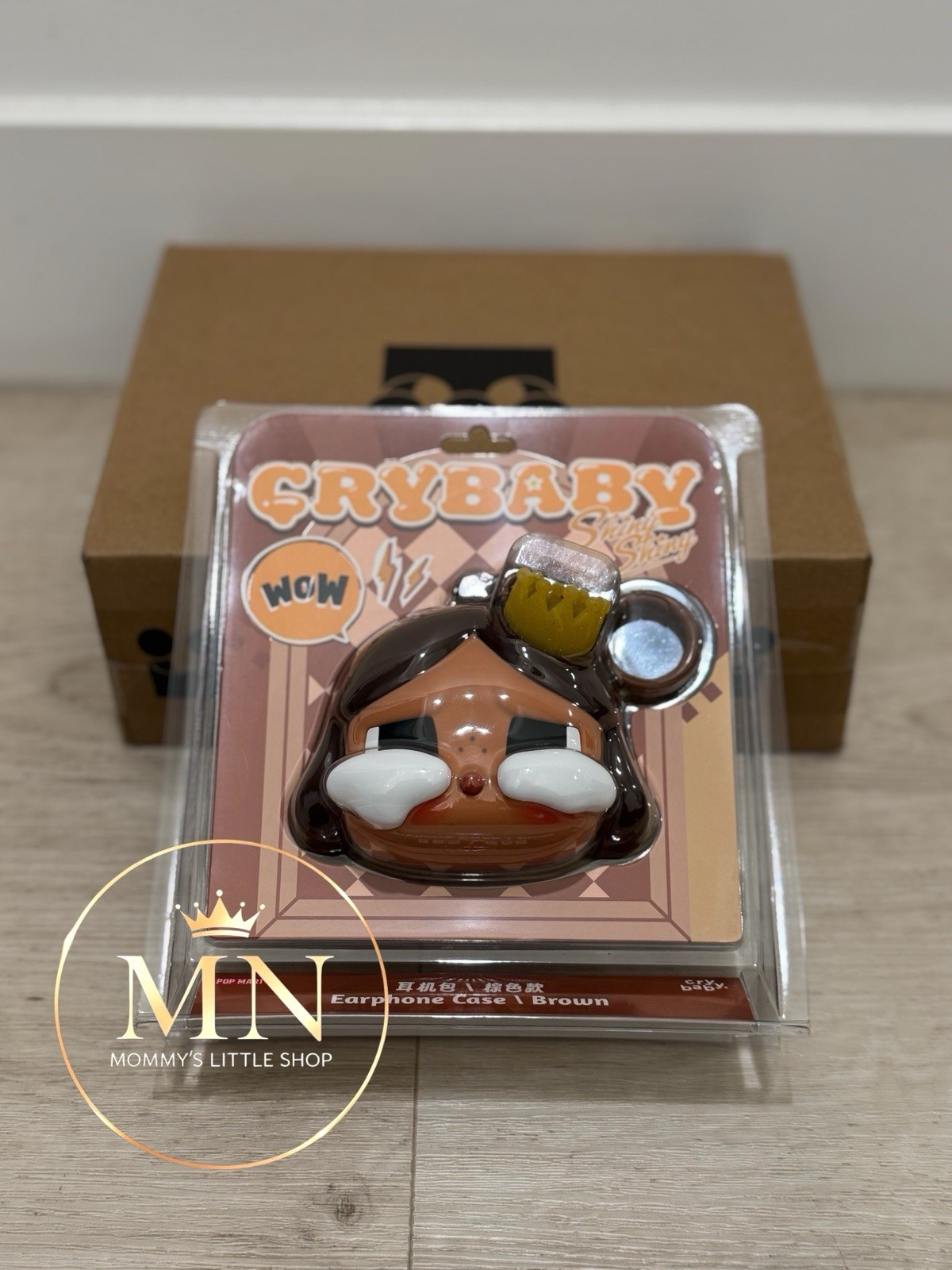 🇺🇸Authentic Pop Mart CRYBABY SHINY SHINY Series Earphone Case”BROWN”