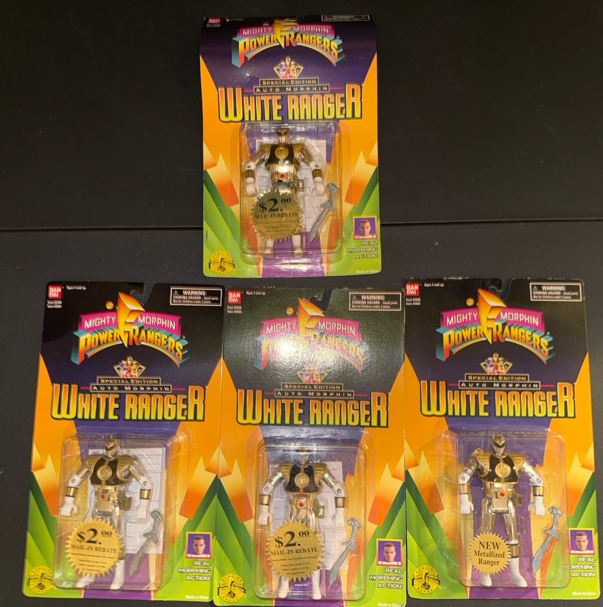 Mighty 2564 Power Rangers Special Edition Auto Morphin White Metallic Movie