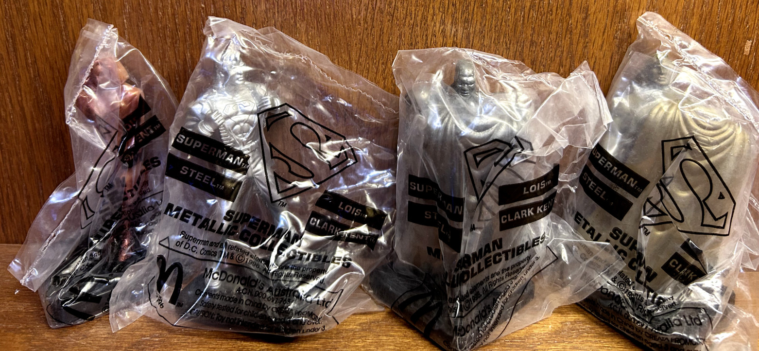 1996 McDonald&rsquo;s Australia 3.5&Prime; Superman Metallic Collectibles Set of 4