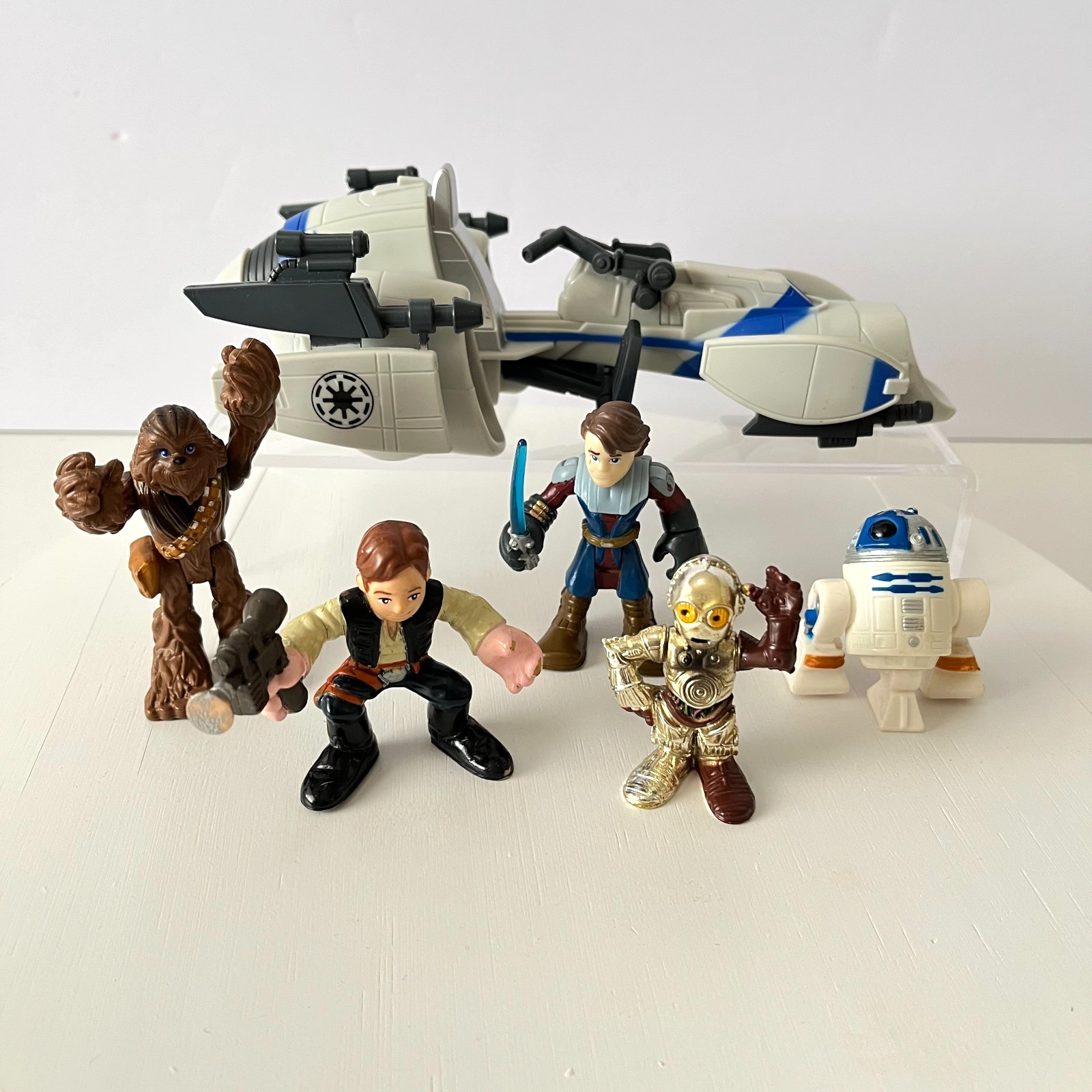 Star Wars Galactic Heroes C3PO Han Solo R2D2 Chewie Anakin w Speeder Bike Lot 6