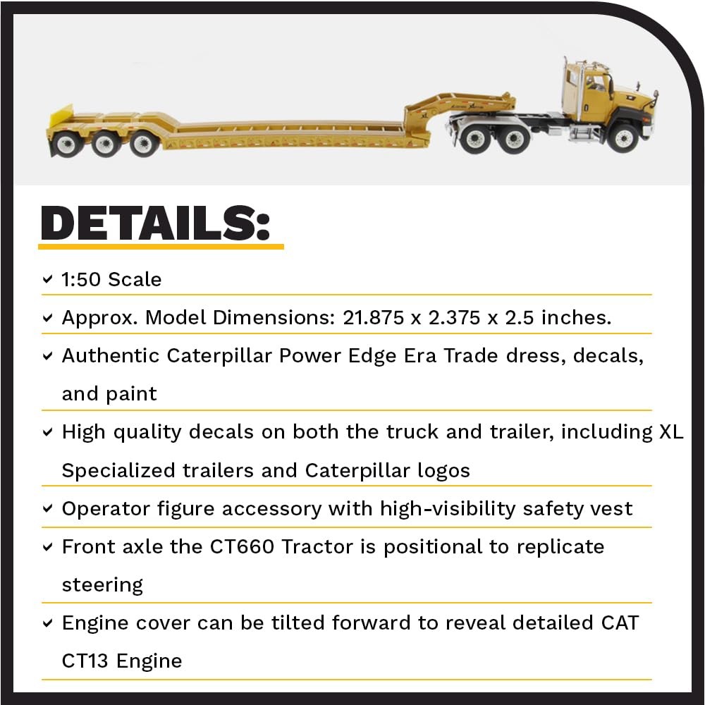 Diecast Masters Caterpillar CT660 Day Cab Tractor & XL120 Lowboy Trailer, Core