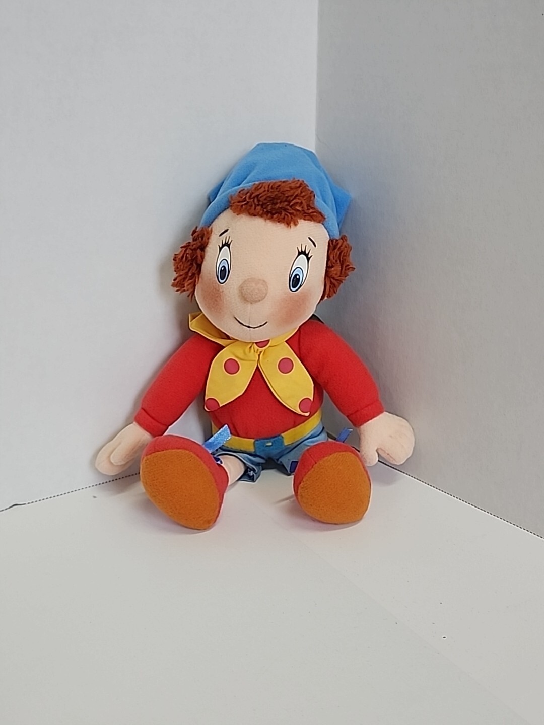 Gund Noddy in Toyland NODDY 11&Prime; Plush Beanie Rattle Toy Red Blue Bell Rattle