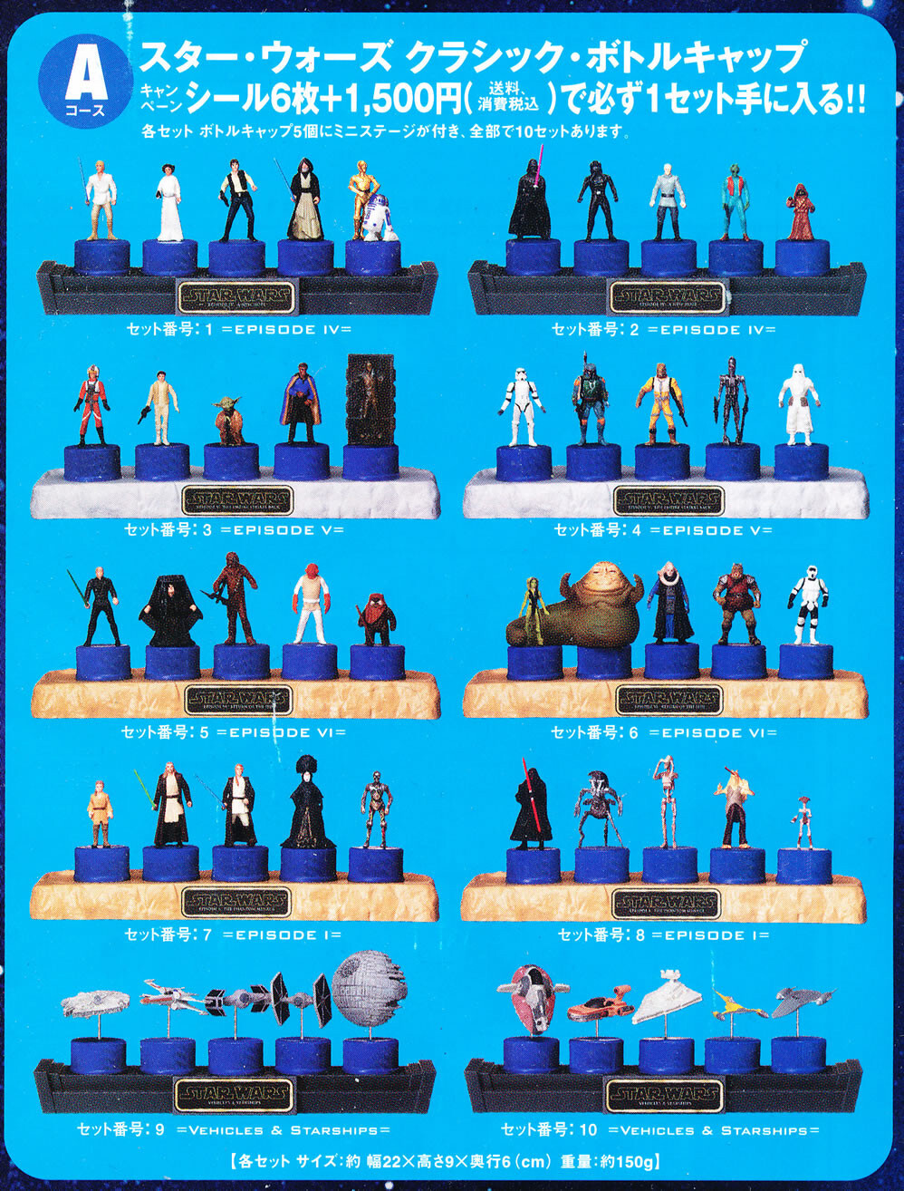 Pit Droid Star Wars LE Set 8 Japan Import Pepsi Cap Figure Rare