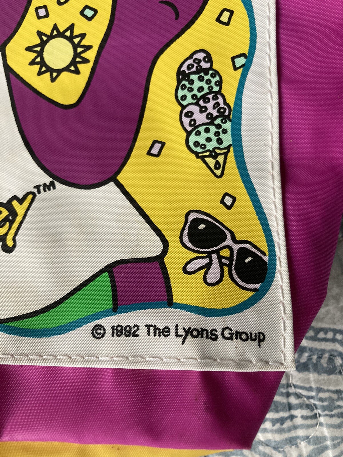 Vintage Barney The Dinosaur Tote Bag 1992 The Lyons Group