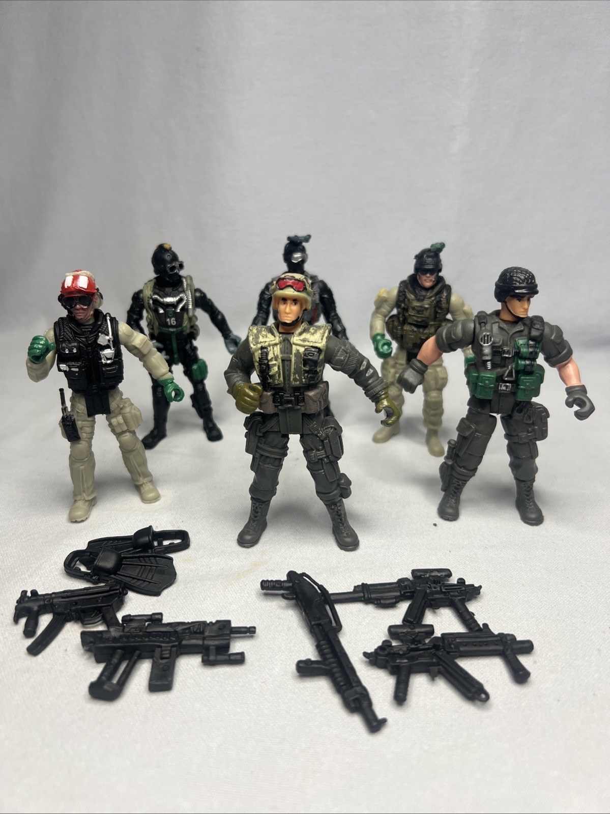 Vintage Chap Mei Elite Force Figures Lot Of 6 With Accessories. M5