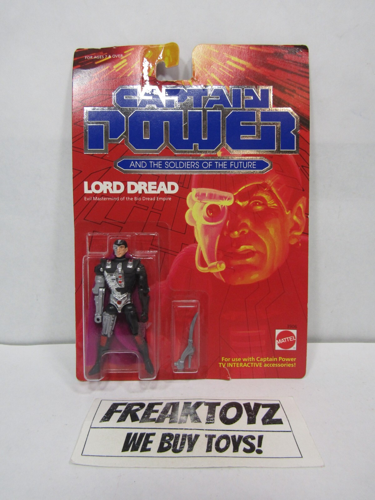 Captain Power Lord Dread, Mattel 1987, Torn Hanger Damaged Card