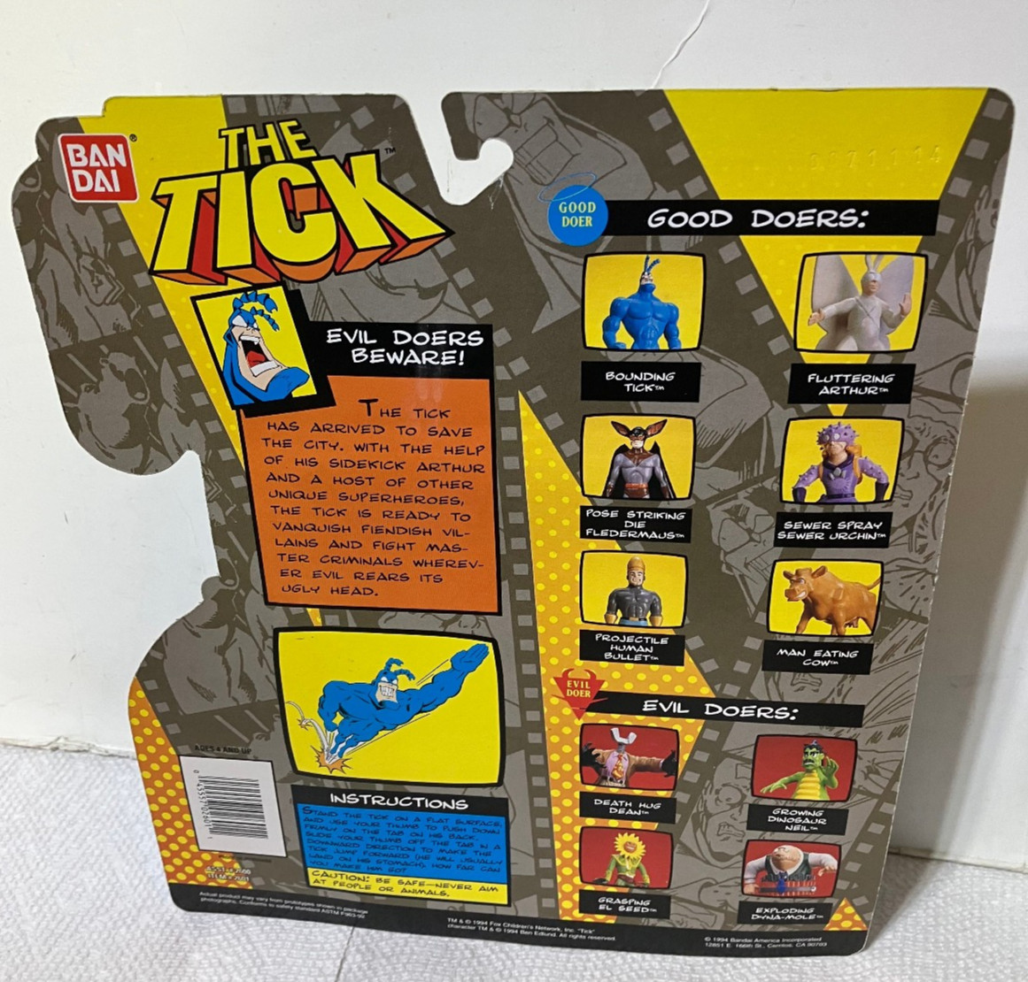 The Tick « Bounding » Tick Action Figure Bandai 1994 Vintage New Sealed