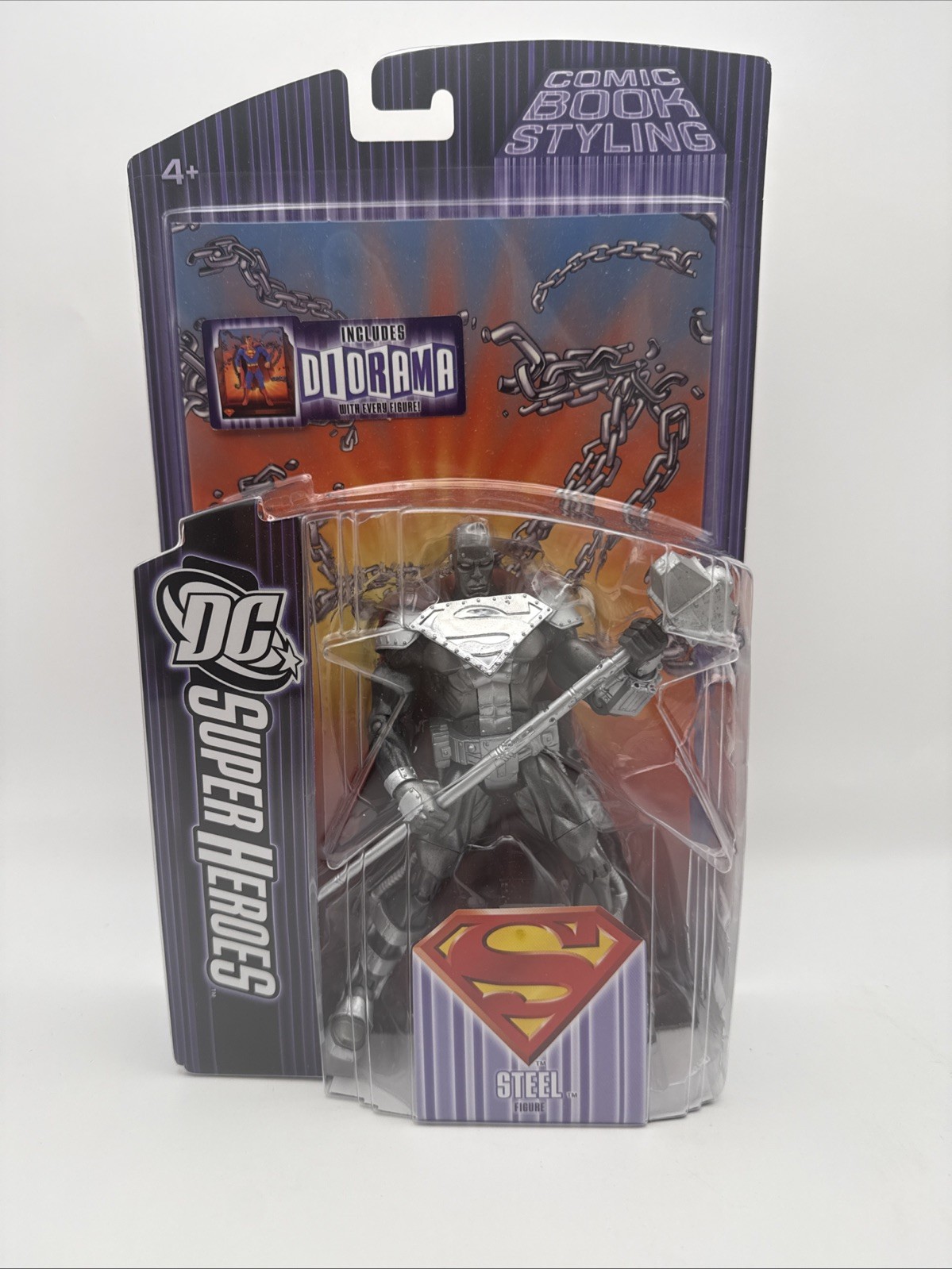 DC Super Heroes STEEL Figure with Superman The Man Of Steel Comic Book / NEW A5
