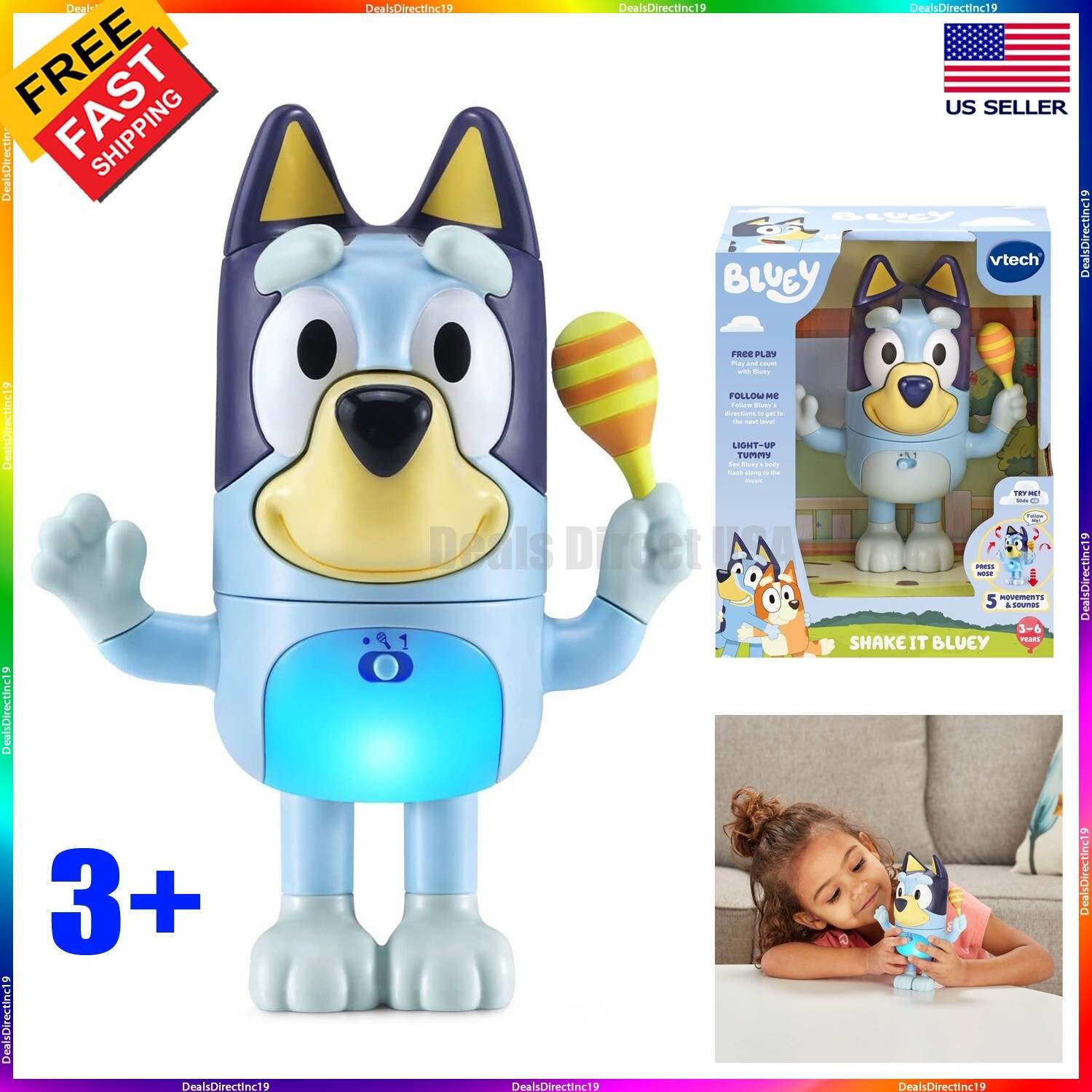 Bluey toys figures toys for girls boys kids age 3 4 5 6 year olds light sound