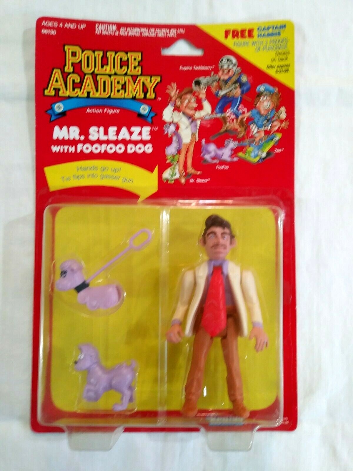 POLICE ACADEMY « MR. SLEAZE with FOOFOO DOG » KENNER 1988 – MINT ON CARD