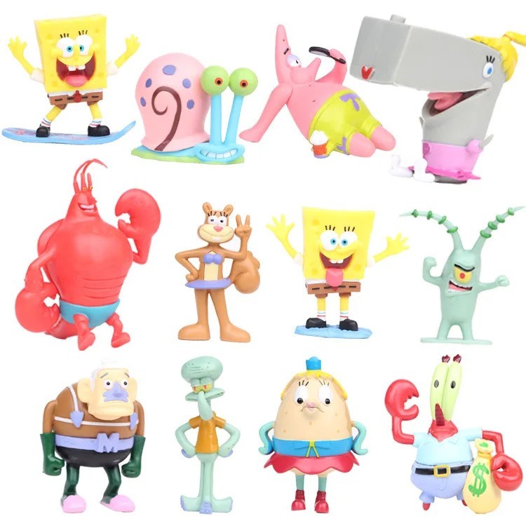 12PCS SpongeBob SquarePants Patrick Squidward Figures Model Toys Collection Gift