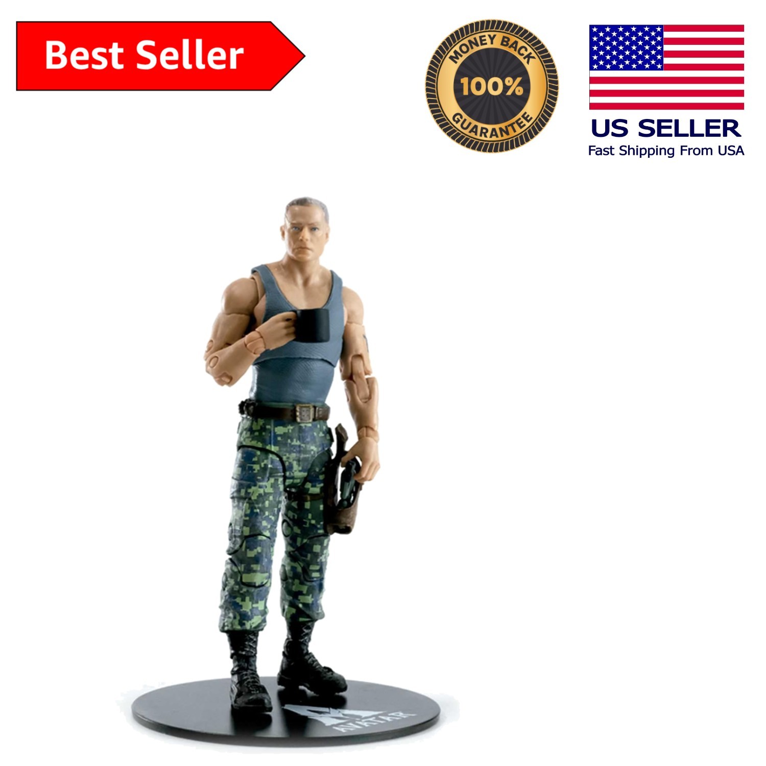 Ultra Articulated Colonel Miles Quaritch Action Figure from Avatar – 4.25&Prime; Scale