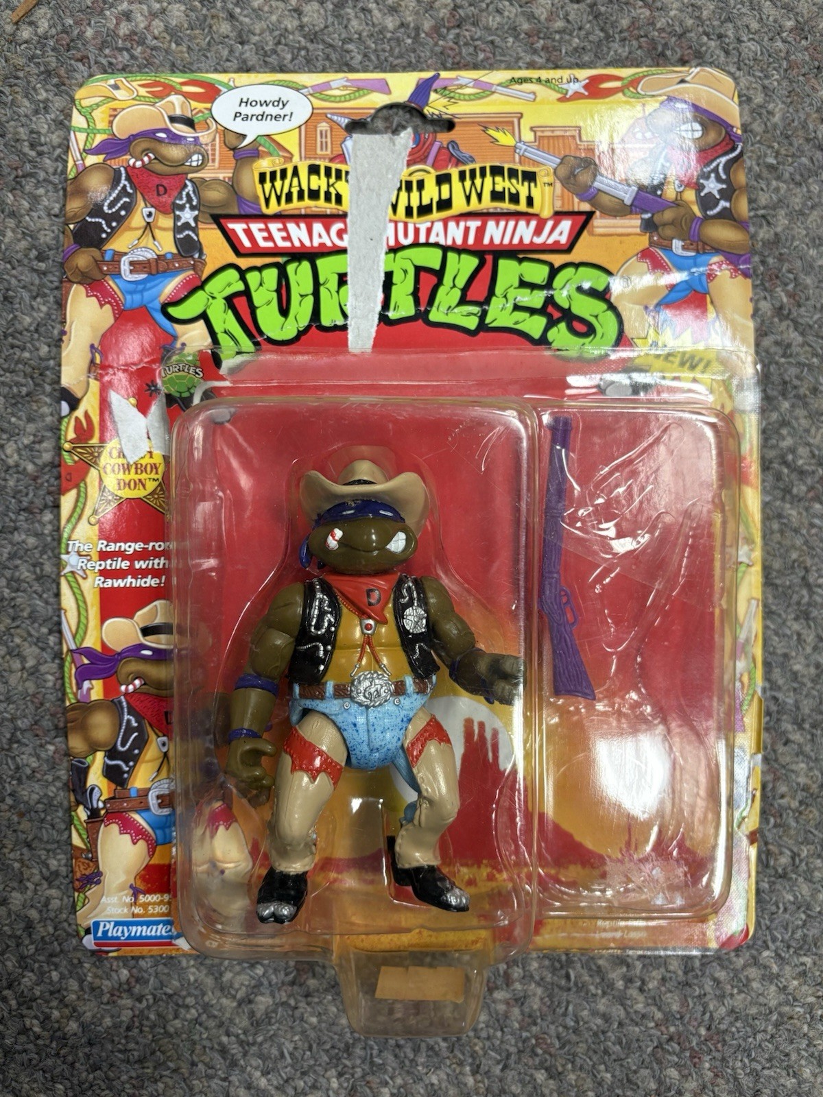 + Playmates 1992 TMNT Wacky Wild West Crazy Cowboy Don Figure w/ Card Back