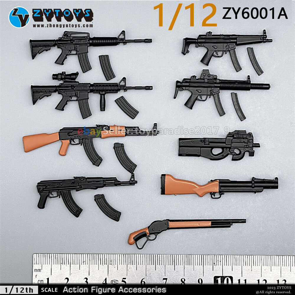 ZYTOYS 1/12 Scale Weapon Set Model For 6&Prime; Action Figure Dolls Figma SHF Stand A