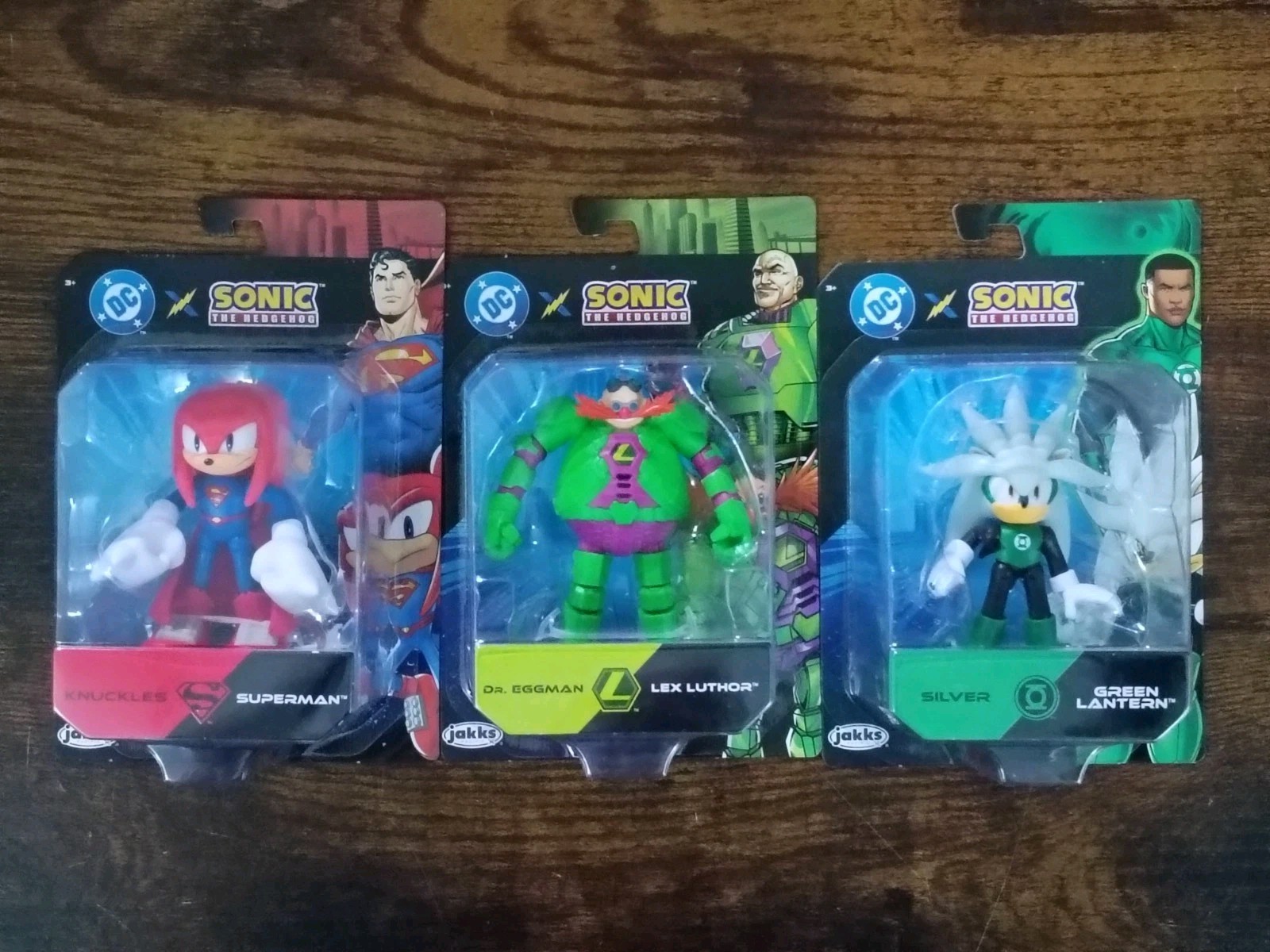 3-PK SONIC Hedgehog DC Comics 2.5&Prime; Eggman Lex Knuckles Superman Silver Lantern