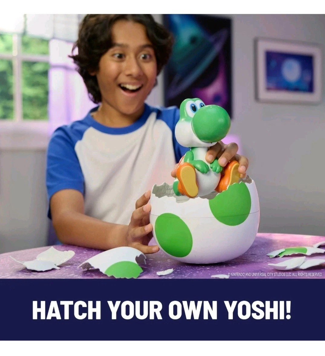 Hatchin&rsquo; Yoshi The Super Mario Galaxy Movie, Interactive Yoshi Figure New