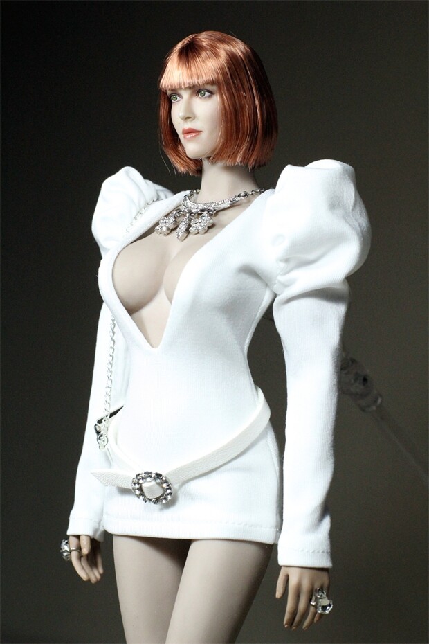 1/6 White Bubble Sleeve Short Dress Fit 12&Prime; Female PH TBL Action Figure Body