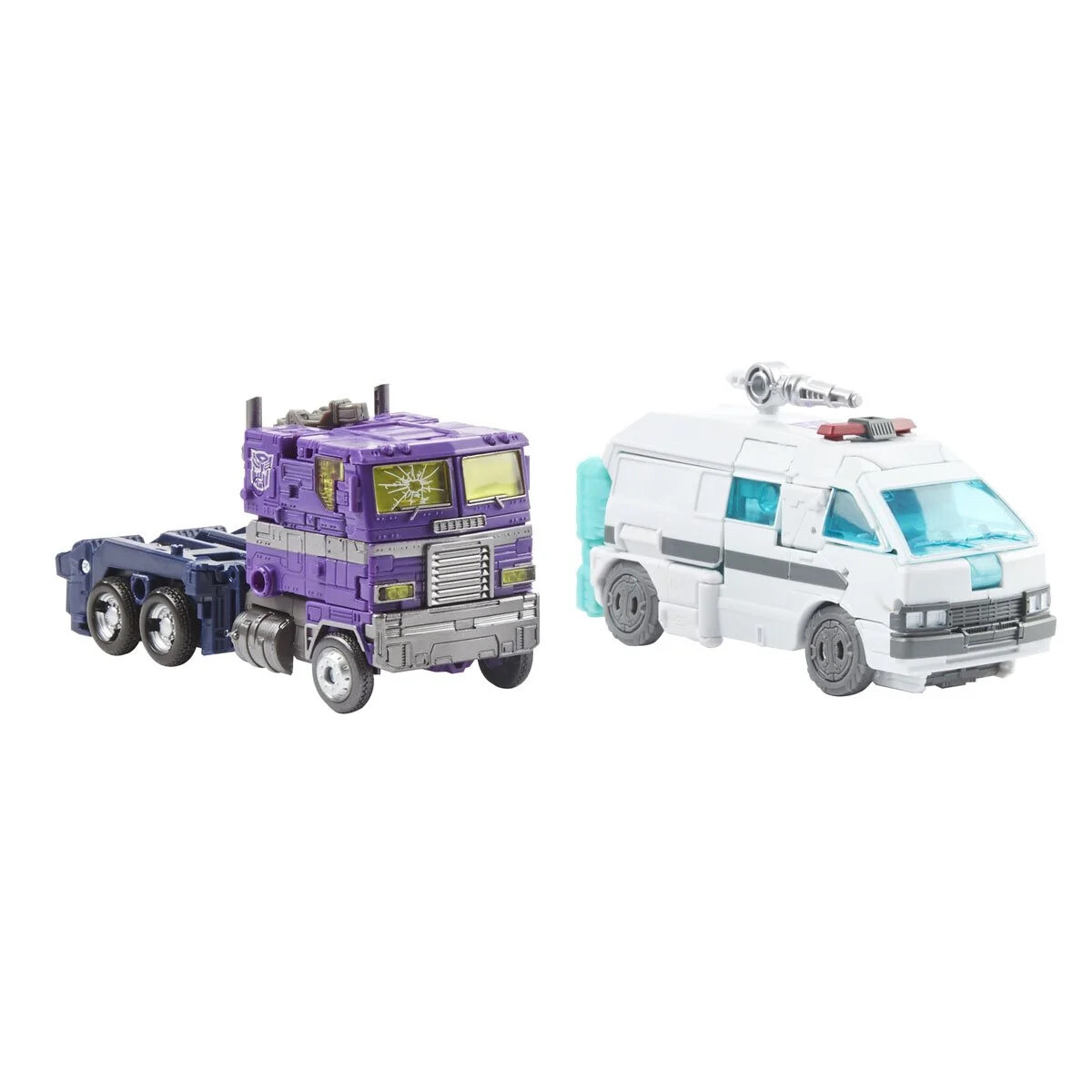 Transformers Generations Selects Shattered Glass Optimus Prime & Ratchet in hand