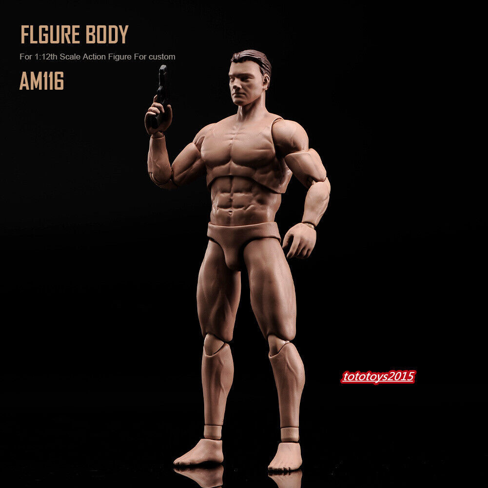 In STOCK 1:12 Flexible Male Joint Suntan Figure Body Head Doll Model Action Toy