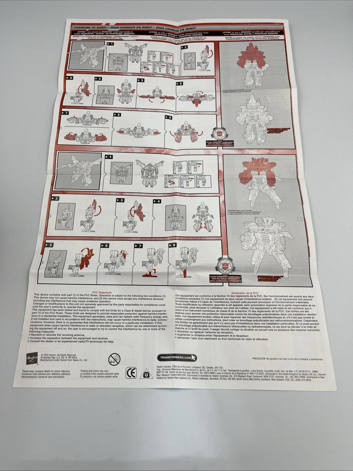 Transformers Energon Jetfire Mega Class Complete Working Electronics 2003