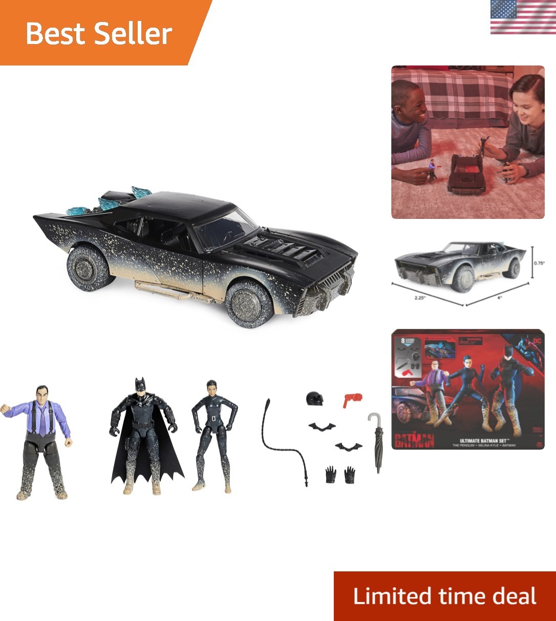 Light-Up Batmobile & 3 Action Figures – Ultimate Batman Playset for Ages 4+
