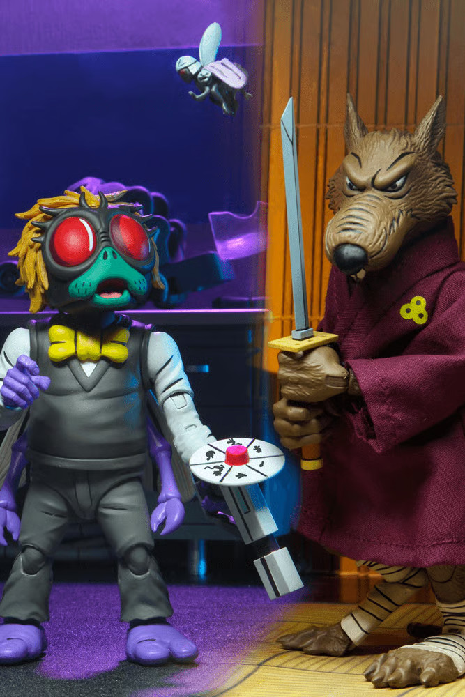 TEENAGE MUTANT NINJA TURTLES – SPLINTER VS BAXTER ACTION FIGURE SET BY NECA