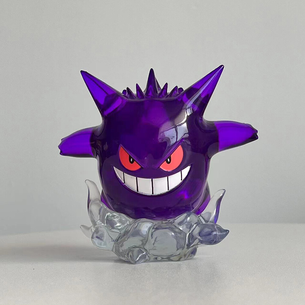 8cm Gengar Purple Transparent Gengar PVC Model Dol Figure With Cloud Mist Base