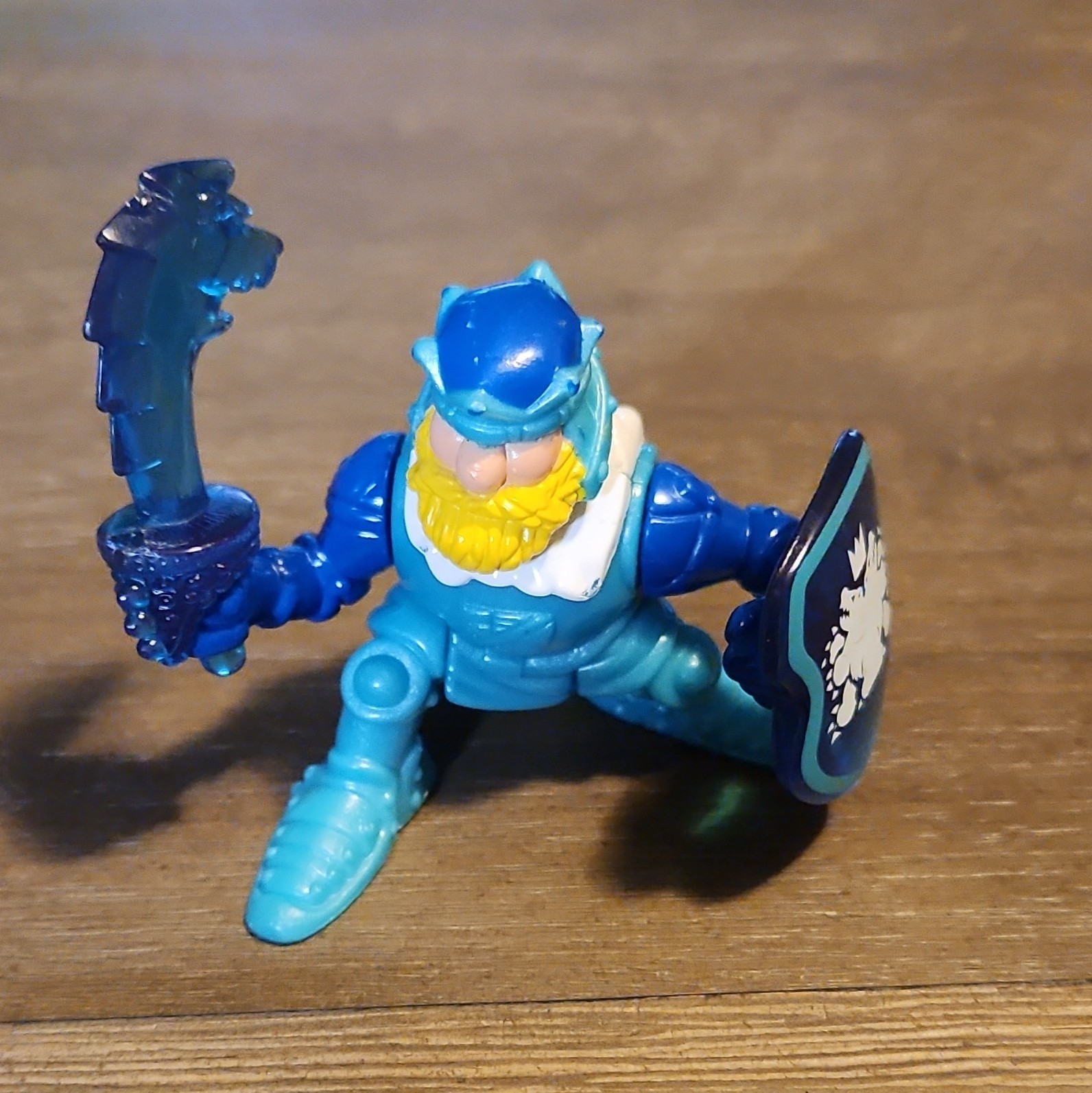 Blue Dragon Warrior Light Blue White Plastic Action Figure w/ Shield & Mace