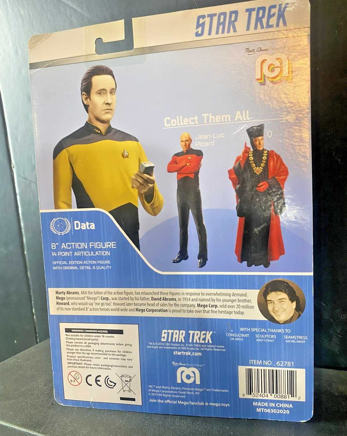 STAR TREK NEXT GENERATION DATA 8&Prime; MEGO 2019 62781 SEALED