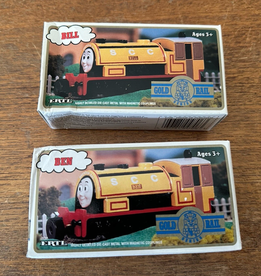 1993 ERTL Bandai Gold Rail Series Thomas Train Diecast Metal Ben & Bill! NEW